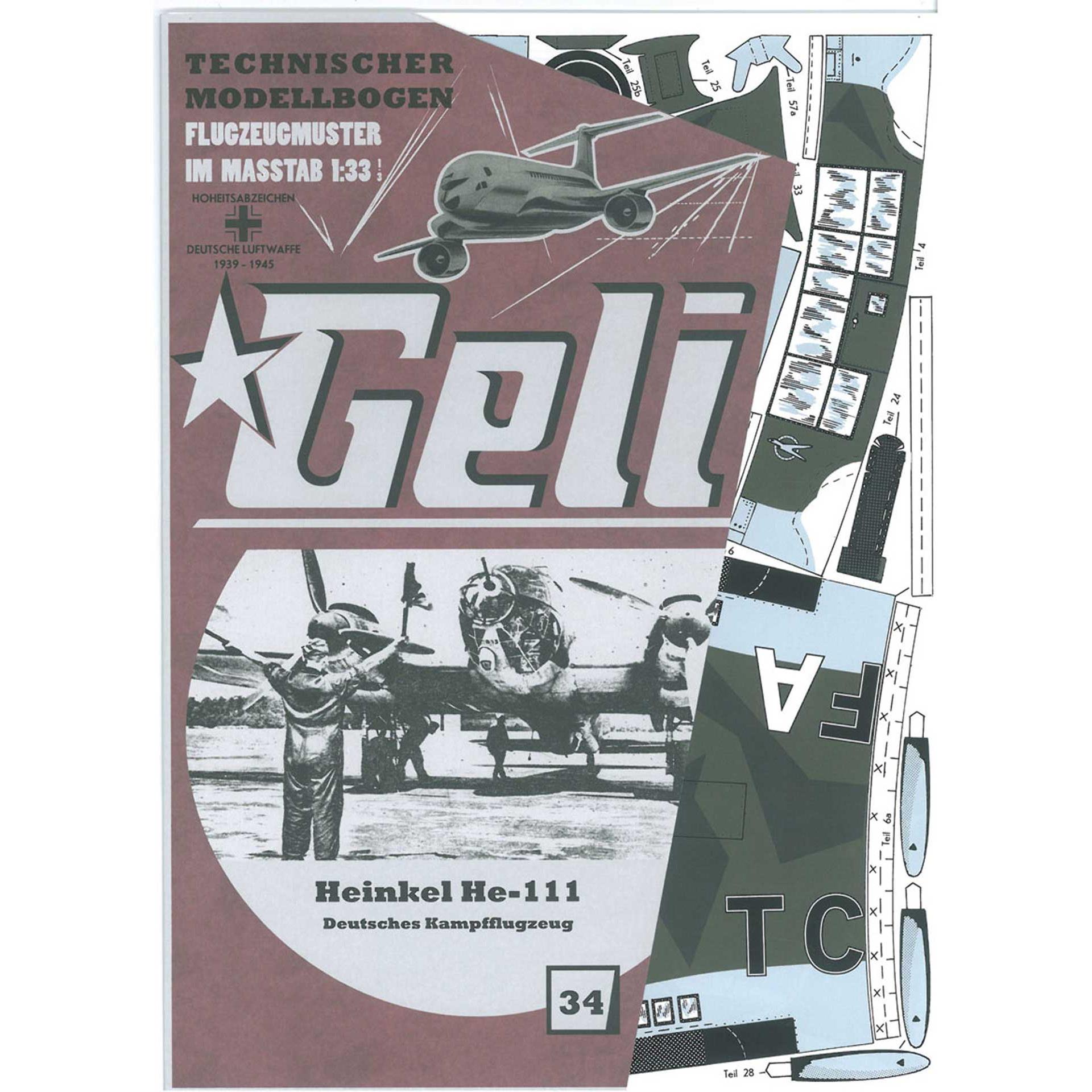 Geli heinkel he-111 kartonmodell