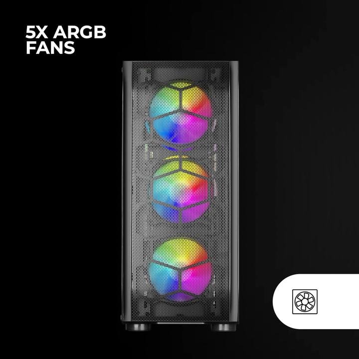 Produktbild Mars Gaming Boitier Moyen Tour E-Atx Mc-Kx RGB Avec Panneau Vitré (Noir) (ATX, E-ATX, mATX, Mini-ITX)