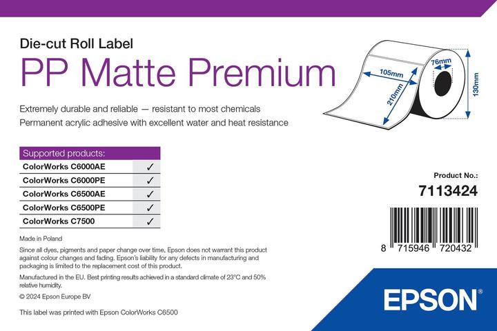 Actual product image Epson Pp Matte Label Prem Die-Cut