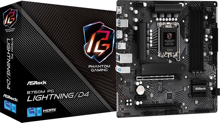 Immagine prodotto AsRock B760M PG LIGHTNING/D4 - mATX S1700 (LGA 1700, Intel B760, mATX)