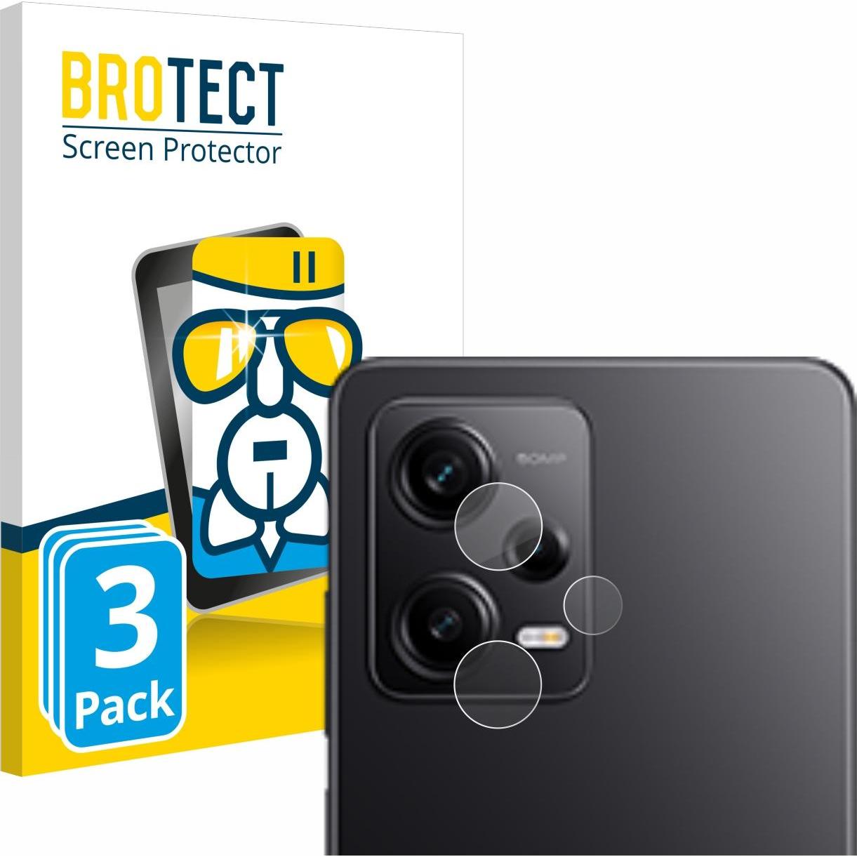 BROTECT AirGlass Panzerglasfolie (3 Stück, Xiaomi Redmi Note 12 Pro 5G), Smartphone Schutzfolie, Transparent