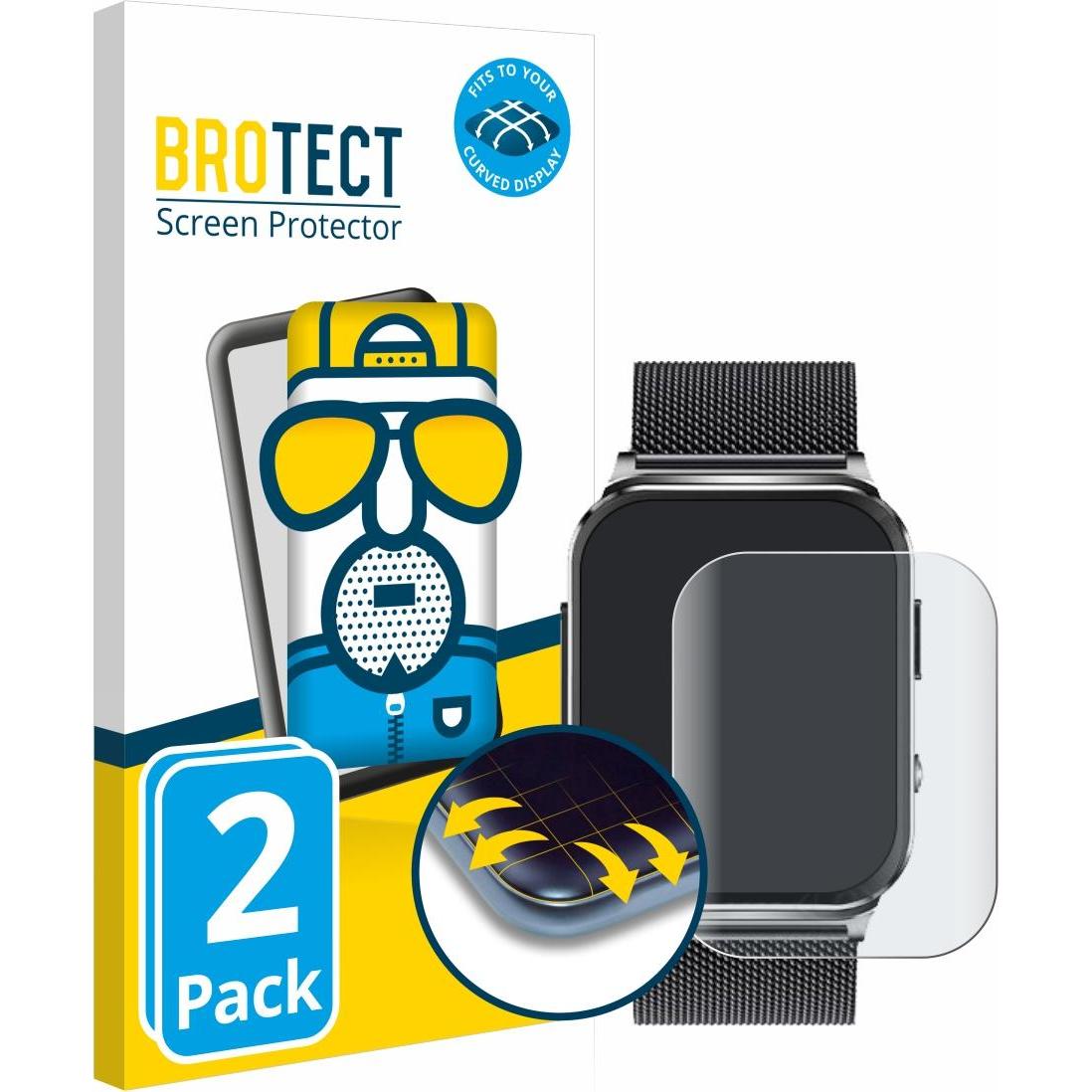 BROTECT Full-Screen Displayschutz Matt, Smartwatch Schutzfolie, Grau