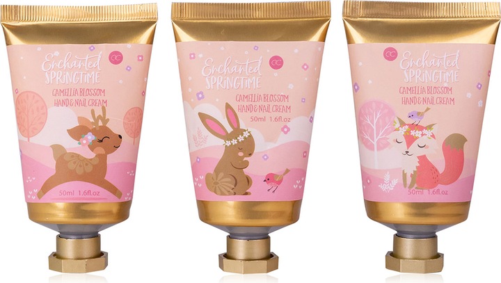 Actual product image Accentra Hand & Nail Cream ENCHANTED SPRINGTIME in tube, 50ml, 3 assorted motifs, fragrance: Camellia