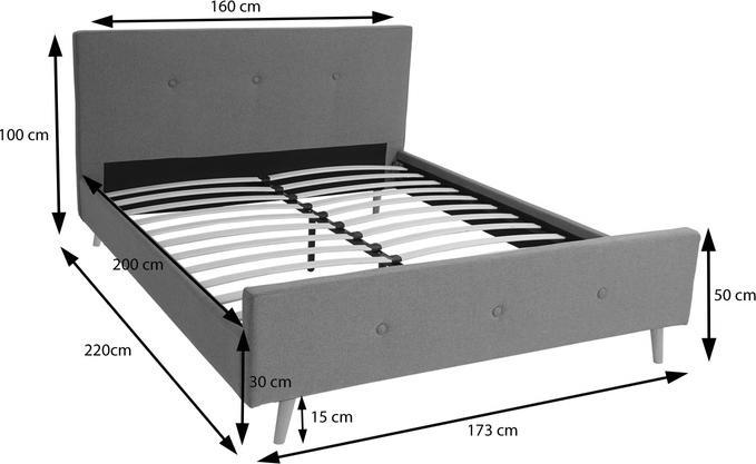 Actual product image Swisshandel24 Upholstered bed HWC-J98, bed double bed bed frame with slatted frame, solid wood 160x200cm (160 x 200 cm)