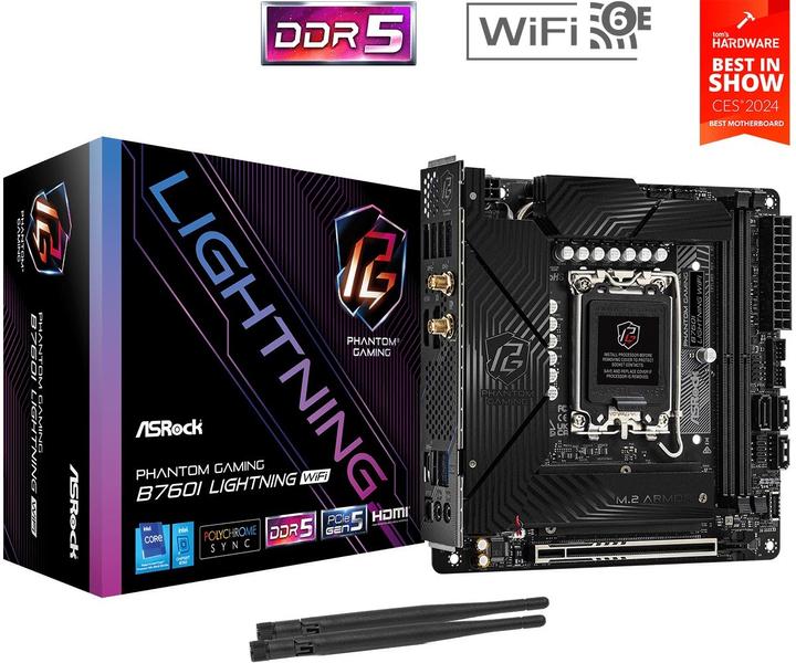Actual product image AsRock B760I Lightning WiFi (LGA 1700, Intel B760, Mini-ITX)