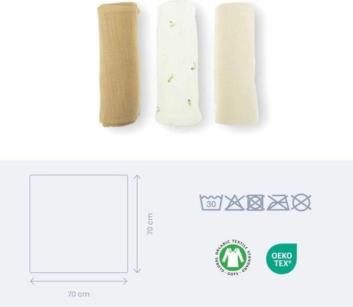 Actual product image Doomoo Mulltücher 3er Pack (70 cm, 70 cm)