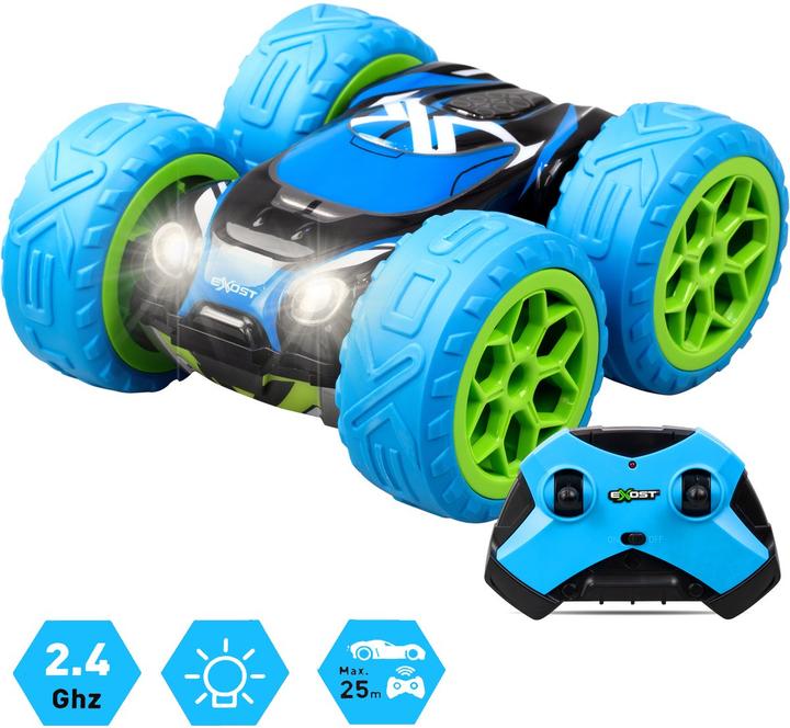 Spectron Exost RC 360 Cross MX ferngesteuertes Stuntauto Blau/Grün - 12 km/h