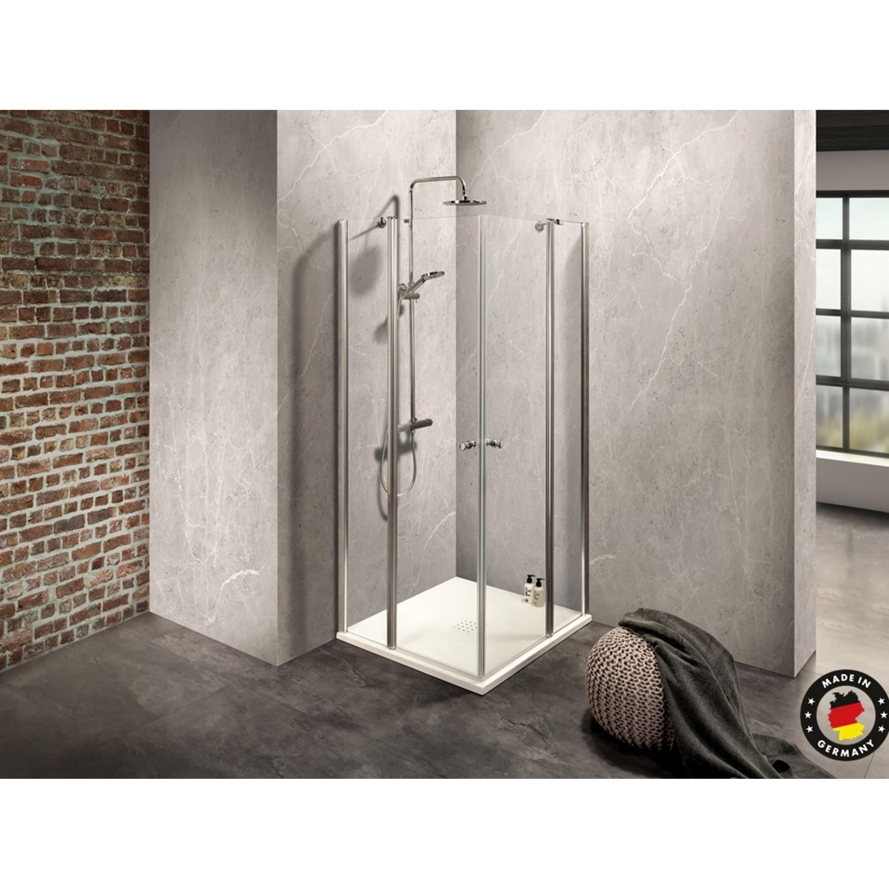 Dusbad, Duschkabine + Duschwand, Duschkabine/ Duschabtrennung Vital 2 4tlg Pendeltür an Festteil / Eckdusche (75 cm, 85 ...