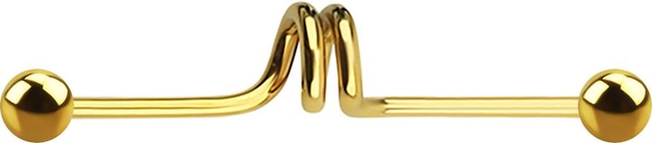 Actual product image Star Piercing Barbell gold-plated twister with two balls (without brass, Surgical steel 316L)