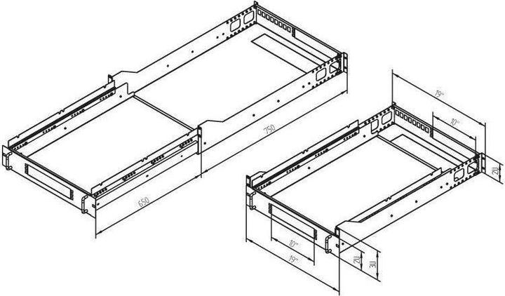 Actual product image Triton RAC-UP-X23-A1 - 19" server drawer with telescopic rails, 3U full extension 750mm, load capacity 45 k