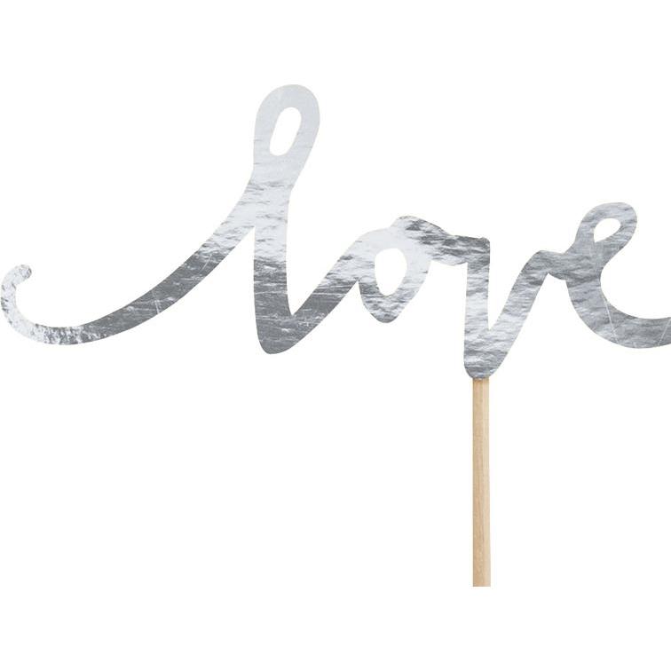 Thumbnail - Partydeco Cupcake Topper Love - Silber 6-teilig