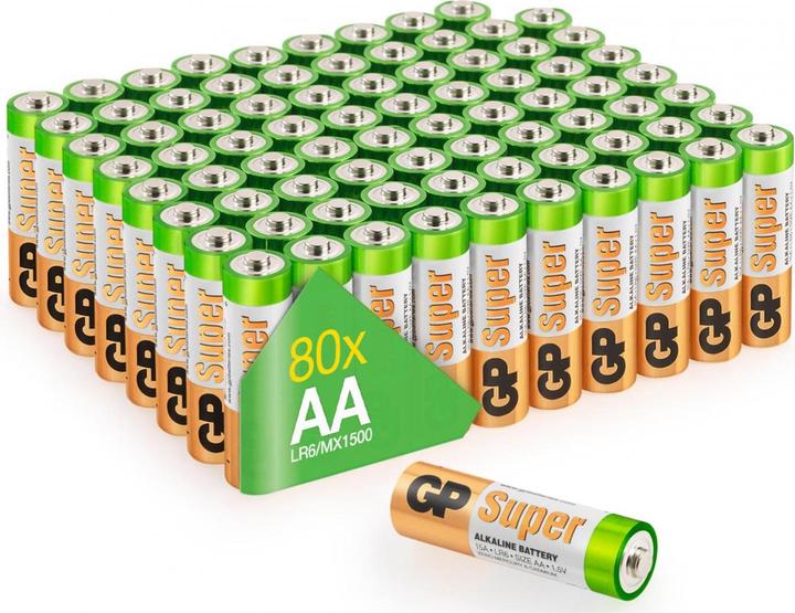 Image du produit GP Batteries Piles alcalines GP Mignon, 80 (80 pcs, AA / LR6 / LR06 / Mignon / R6 / R14505)