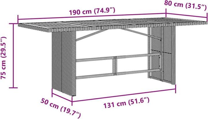 Actual product image VidaXL Garden table Dining table Patio table with wooden top black poly rattan (80 cm)