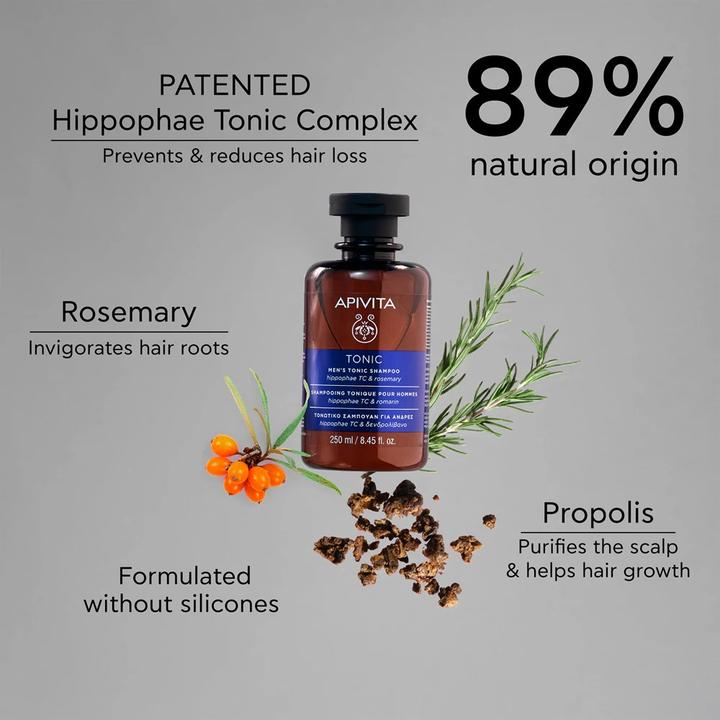 Actual product image Apivita MEN TONIC Shampoo 250 ml (Lice shampoo, 250 ml)