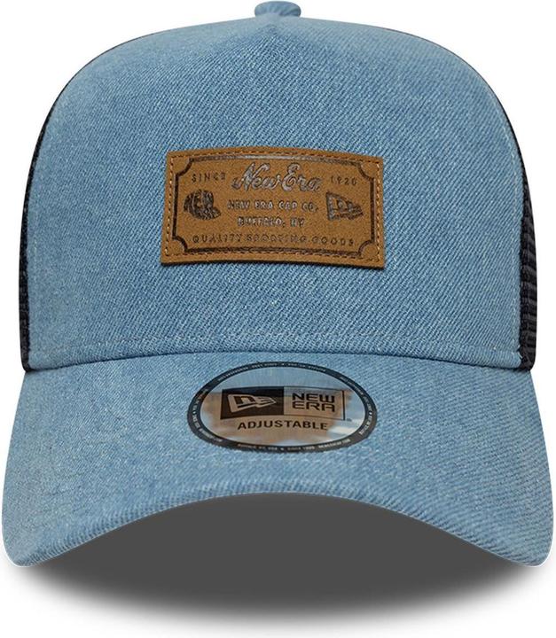 Produktbild New Era A-Frame Mesh Trucker Cap - LEDER Brand Patch denim (One Size)