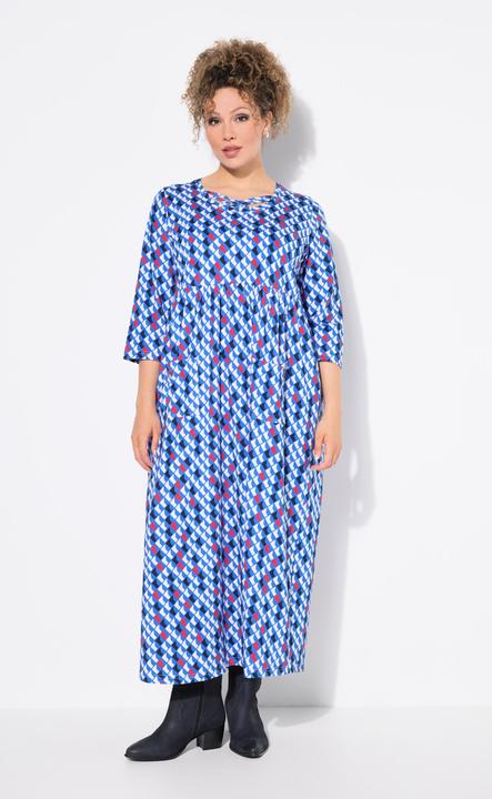 Actual product image Ulla Popken Geometric Print Strappy Jersey Empire Swing Shape Dress (60)