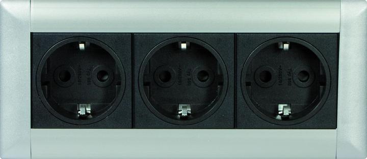 Schulte Elektrotechnik 159610000200 Evoline Frame-Dock, 3 x VDE Steckdosen Aluminium (3x)