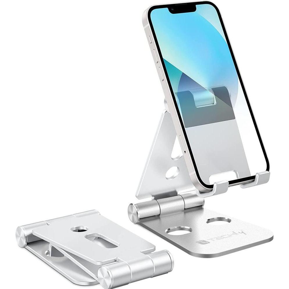 Techly Podstawka Podstawka biurkowa na telefon, składana, Smartphone Halterung, Silber