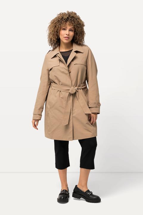 Image du produit Ulla Popken Trench-coat à coupe évasée, col chemise et ceinture nouée (42, 44)