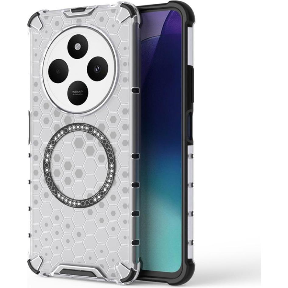 Techsuit - HoneyComb Shield MagSafe - Xiaomi Redmi 14C / Poco C75 - White (Xiaomi Redmi 14C, Xiaomi Poco C75), Cover smartphone, Bianco