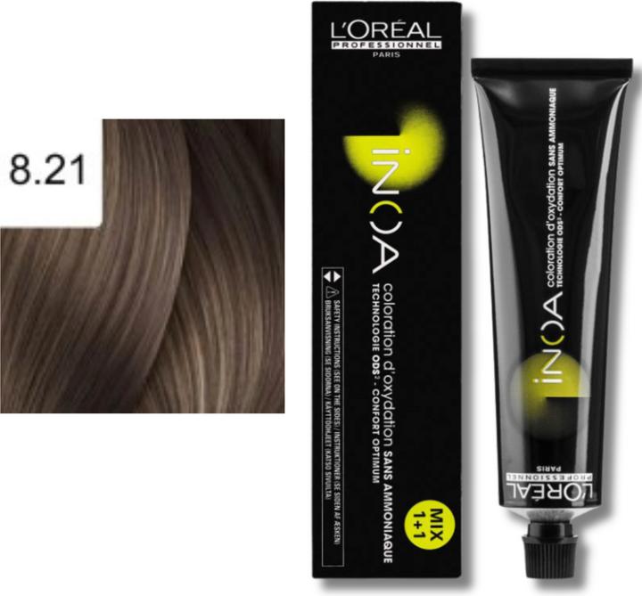 Actual product image L'Oréal Professionnel Inoa (8.21 light blonde irise ash high resist)