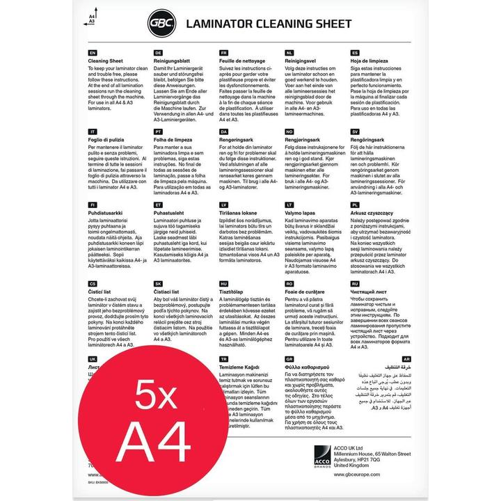 Immagine prodotto GBC Pulizia del cartone (A4, 5 pz., 80 µm)