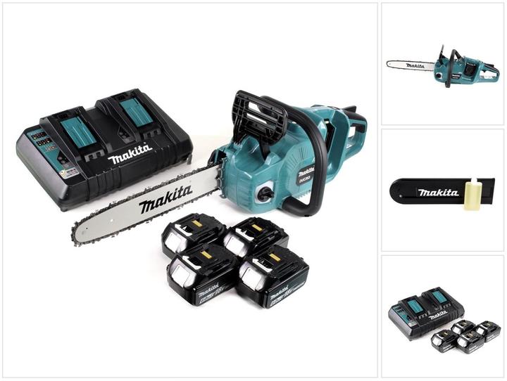Image du produit Makita DUC 353 PG4 Batterie tronçonneuse 36V ( 2x18V ) Brushless 35 cm + 4x 6,0 Ah batterie + double (Tronçonneuse à batterie)
