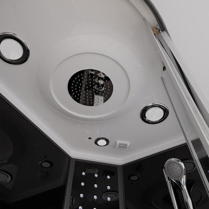 Produktbild Home Deluxe Dampfdusche mit Wasserfall Dampfsauna MANTA BLACK XL, 120x80x220cm - Links