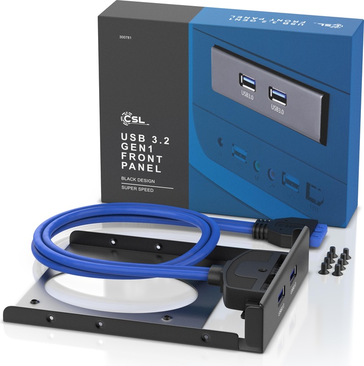 Immagine prodotto CSL Pannello frontale a 2 porte USB 3.0 per alloggiamenti da 3,5", fino a 5Gb/s (USB-A, 2 Porti)