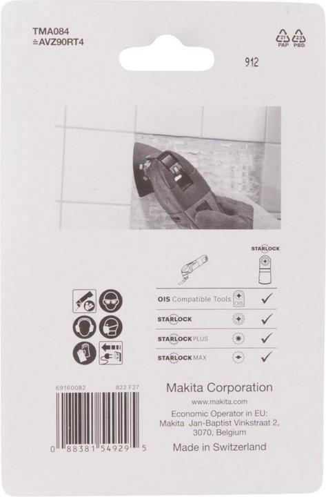 Produktbild Makita B-69808 RIFF sanding plate 90 TMA084, TC / HM GRIT # 40, STARLOCK, for wood paint, fiberglass (40)