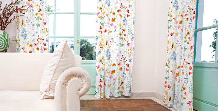 Produktbild Globaltex Baumwoll-Stoff "Bunte Blumen", 140 cm breit, Meterware