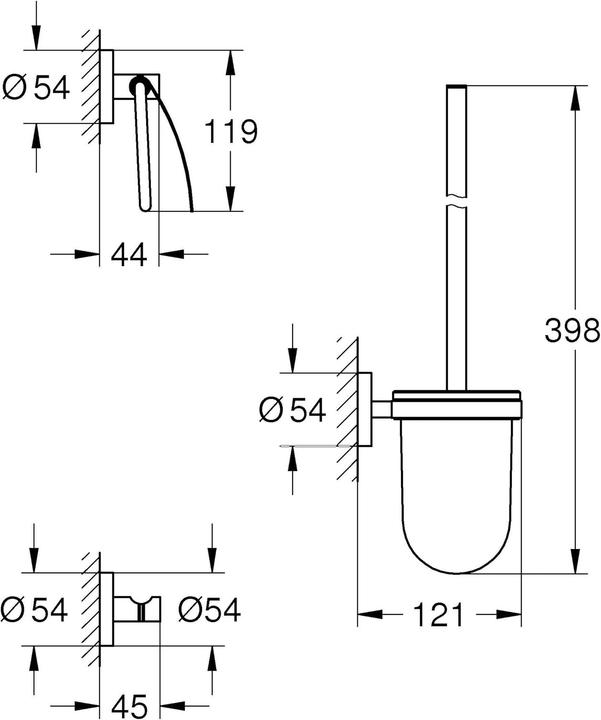 Image du produit Grohe Start QuickFix Accessoire WC Set 3 en 1, coller ou percer, noir mat