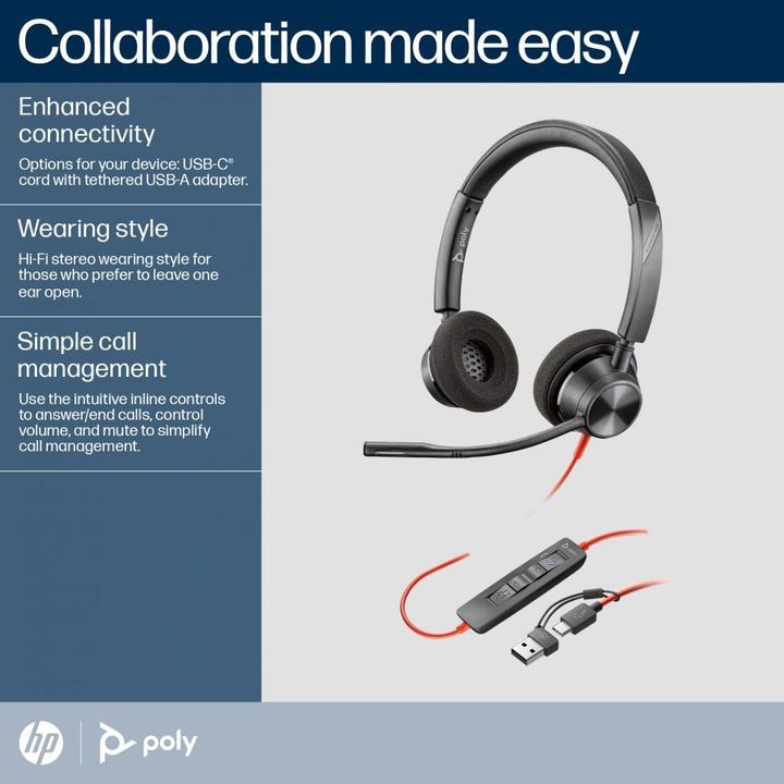 Actual product image Poly Blackwire 3320 Stereo Microsoft Teams (USB C) (Cable, USB-C)