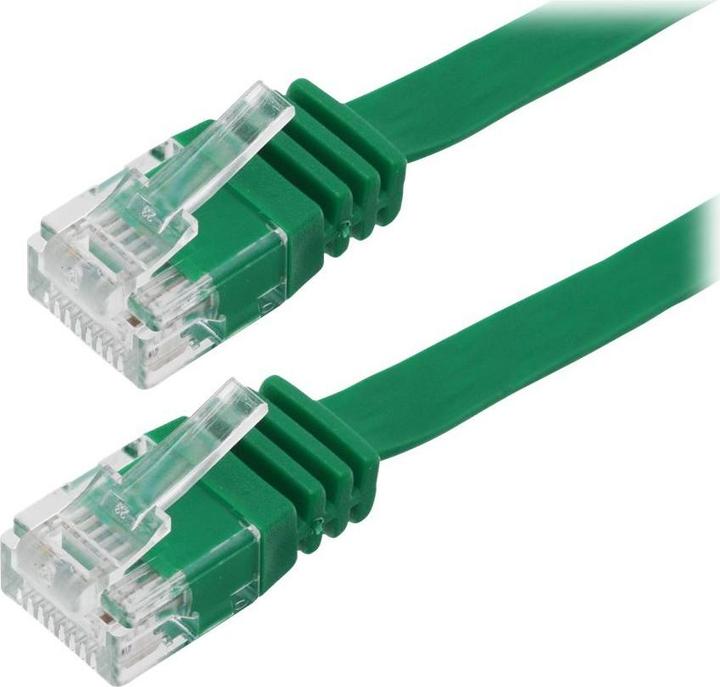 Produktbild Tecline Hochwertiges Flachband-Patchkabel Cat. 6, U/UTP, grün, 3,0 m Ideal für die Verlegung unter dem Fuß.. (U/UTP, CAT6, 3 m)