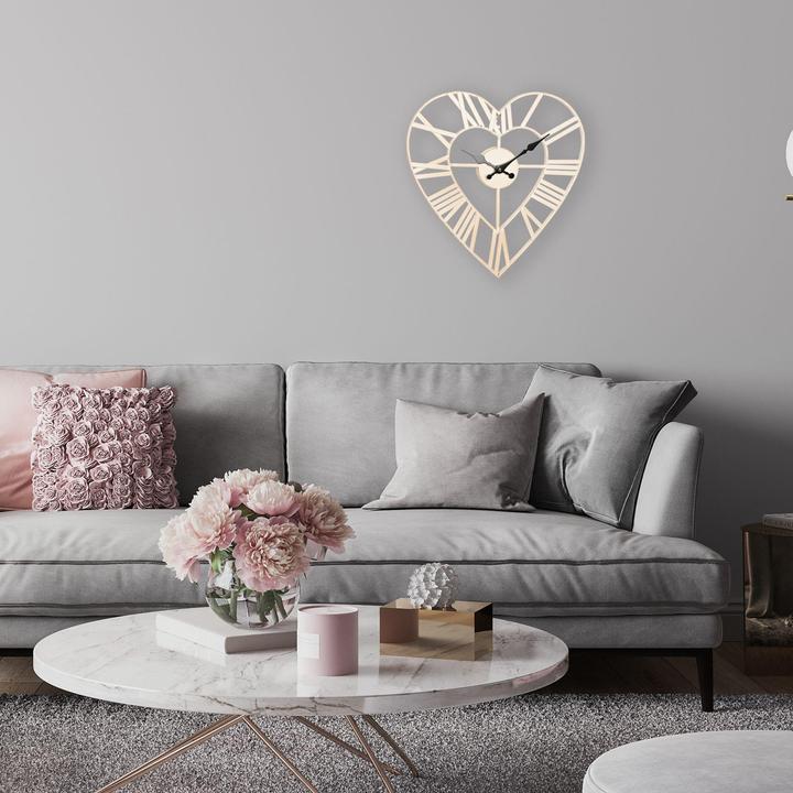 Actual product image Hestia Metal Heart Shape Wall Clock 34.5cm (345 cm)