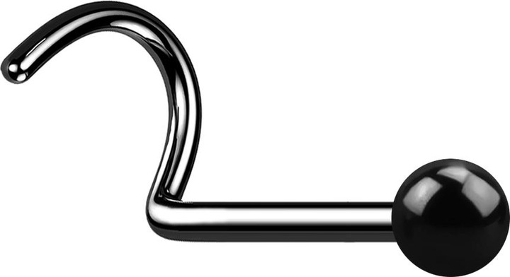 Produktbild Star Piercing Nasenstecker gebogen schwarz mit Kugel (ohne Messing, Titan G23)