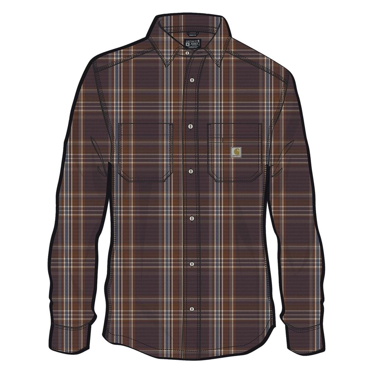Carhartt, Herren, Hemden, Camicia A Quadri Manica Lunga In Flanella, Braun, (L)