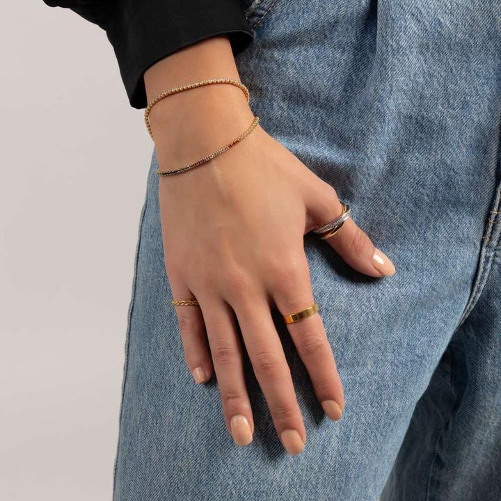 Immagine prodotto Bijouteria Bracciale (20 cm, Argento 925, Zirconia, Rivestimento in PVD (colore oro))