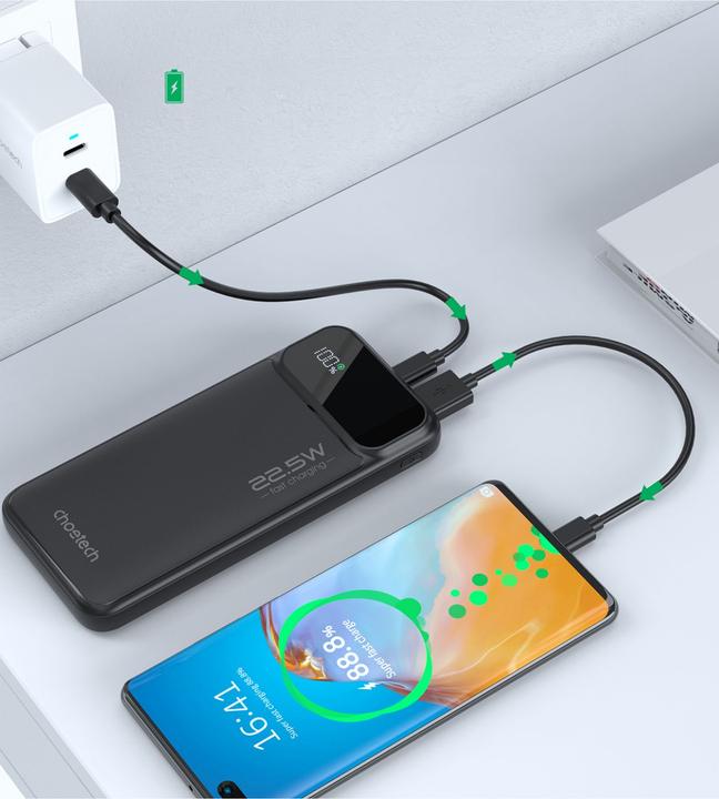 Produktbild Choetech Powerbank B729 20000mAh 22.5W PD USB-A / USB-C - black (20000 mAh, 22.50 W, 74 Wh)