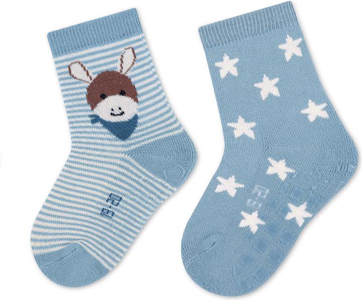Actual product image Sterntaler Emmi Anti-Slip Socks Set of 2 Light Blue Size 21/22 (pack of 2, 21 - 22)