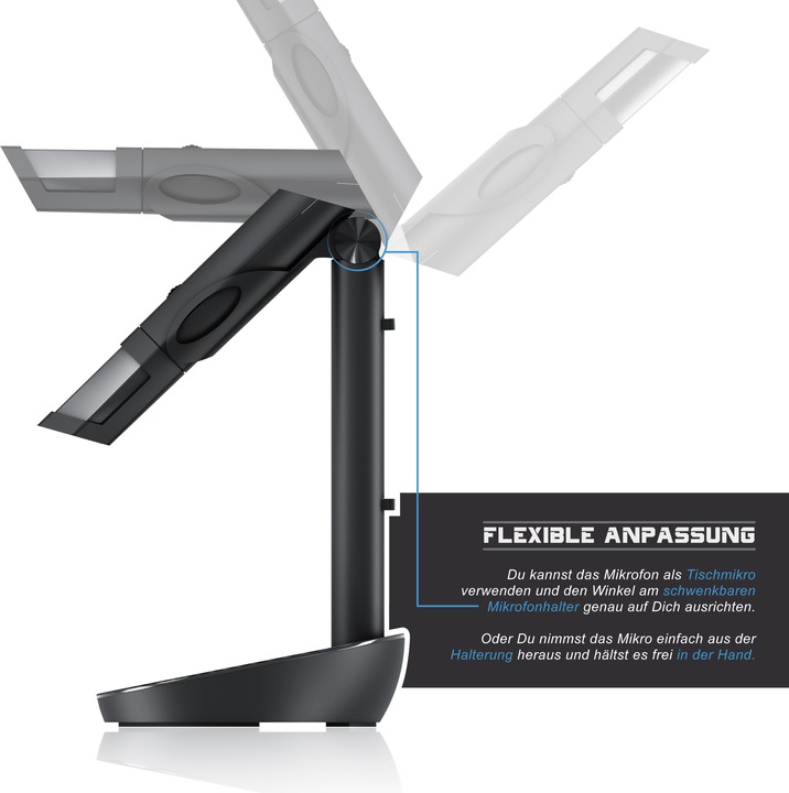 Produktbild CSL Streaming Mikrofon, USB Desktop Mikro mit Windschutz RMP 800 Tischmikrofon / Standmikrofon