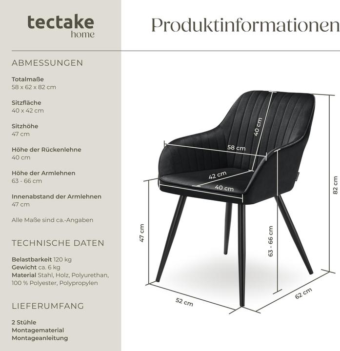 Actual product image tectake Chair Marilyn, Velvet look, quilted