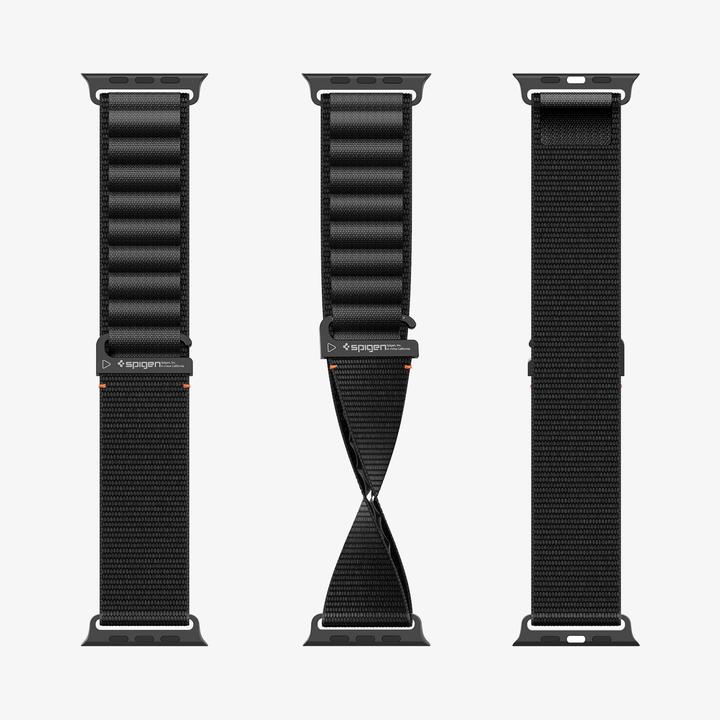 Produktbild Spigen - WBF1 - Apple Watch 6 / 7 / 8 / 9 / 10 / SE / SE 2 / Ultra / Ultra 2 (44/45/46/49mm) - Black (Nylon)