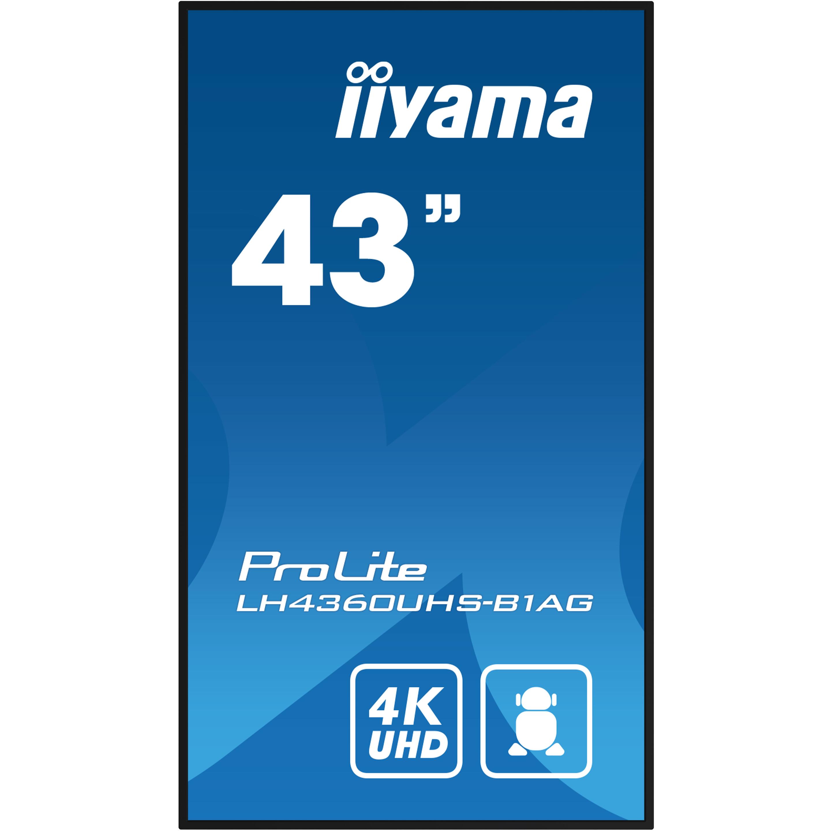 Thumbnail - iiyama ProLite LH4360UHS-B1AG (3840 x 2160 Pixel, 42.50"), Digital Signage, Schwarz