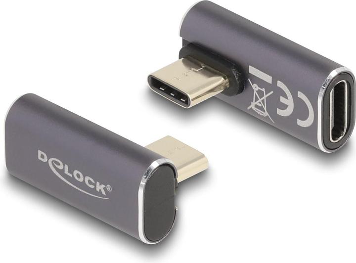 Produktbild Delock USB Adapter 40 Gbps USB Type-C PD 3.0 100 W Stecker zu Buchse gedreht gewinkelt links / recht (USB Typ-C, 2.50 cm)