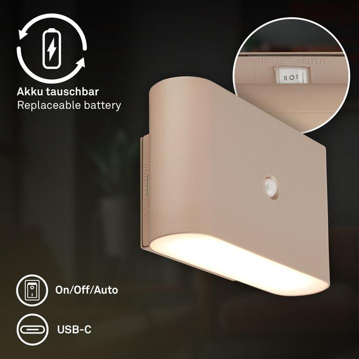 Produktbild Briloner CHET LED Akku Wandleuchte mit Sensor - Beige (280 lm)