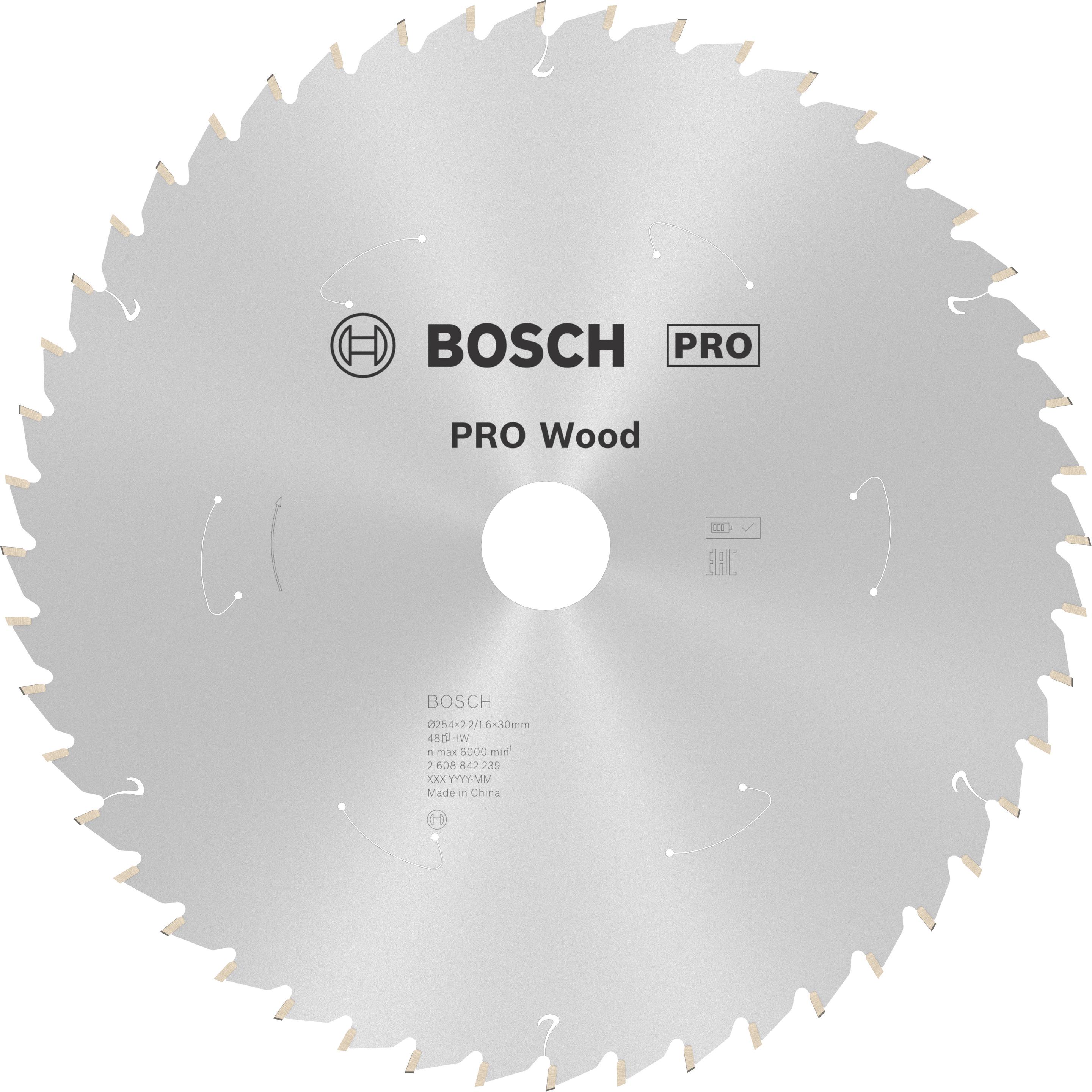 Bosch Professional Zubehör, Sägeblatt, PRO Wood cordless Kreissägeblatt, 254 x 2,2 x 30 mm