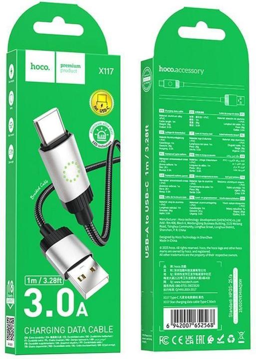 Produktbild Hoco Cable Cable USB A to USB C 3A 1 m X117 black (1 m)