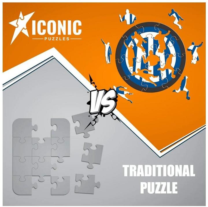Actual product image Iconic FC Inter Milan - Logo - Wooden Puzzle Size S (150 pieces) (150 pieces)
