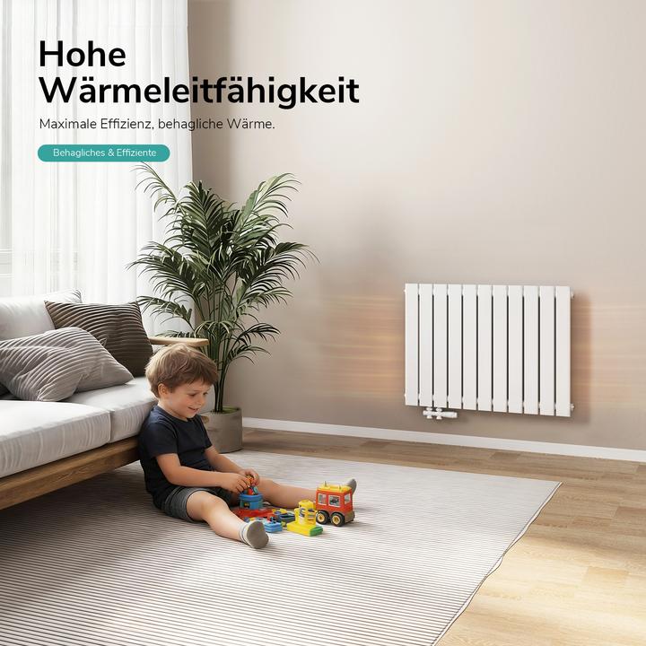 Produktbild Emke Heizkörper, Flachheizkörper mit Zentralanschluss, Weiss 63x84cm 618W Einlagig (618 W)